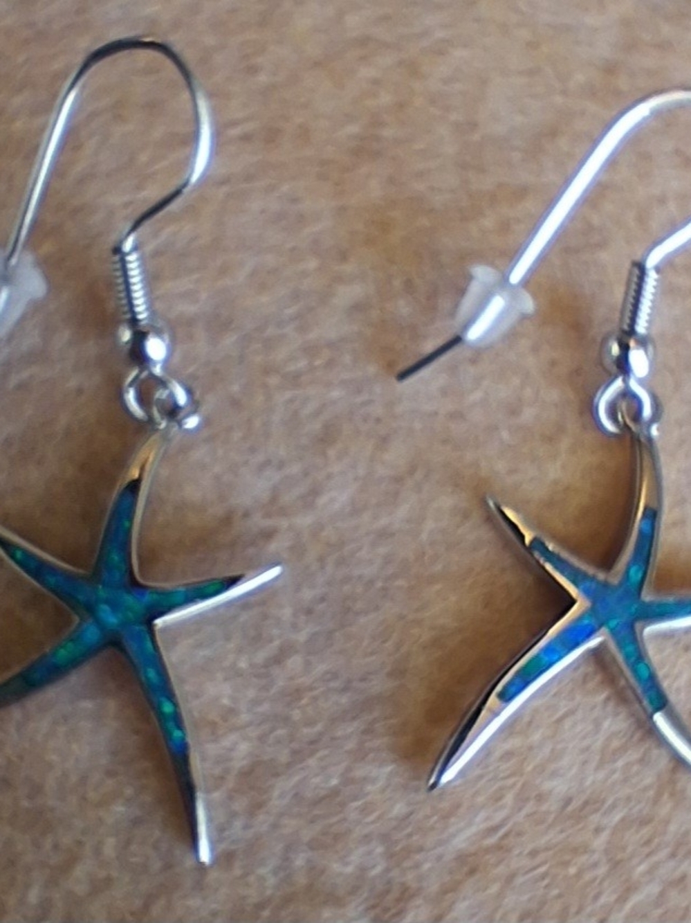 925 Sterling Silver Starfish Dangle Pierced Earrings